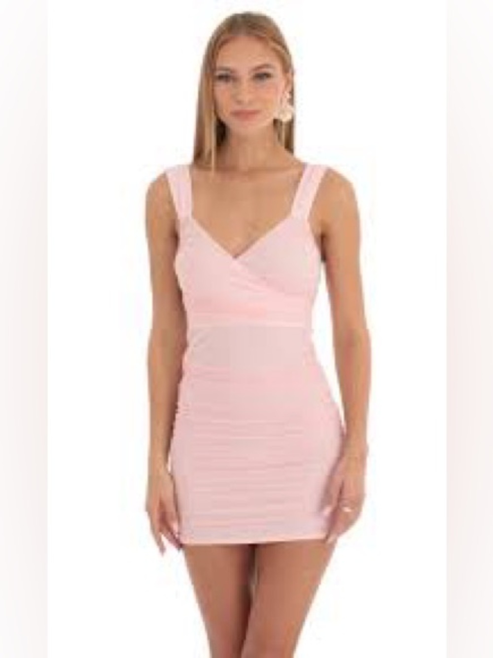 Lucy‎ in the Sky Pink Ruched Mesh Bodycon Mini Dress Size Medium
